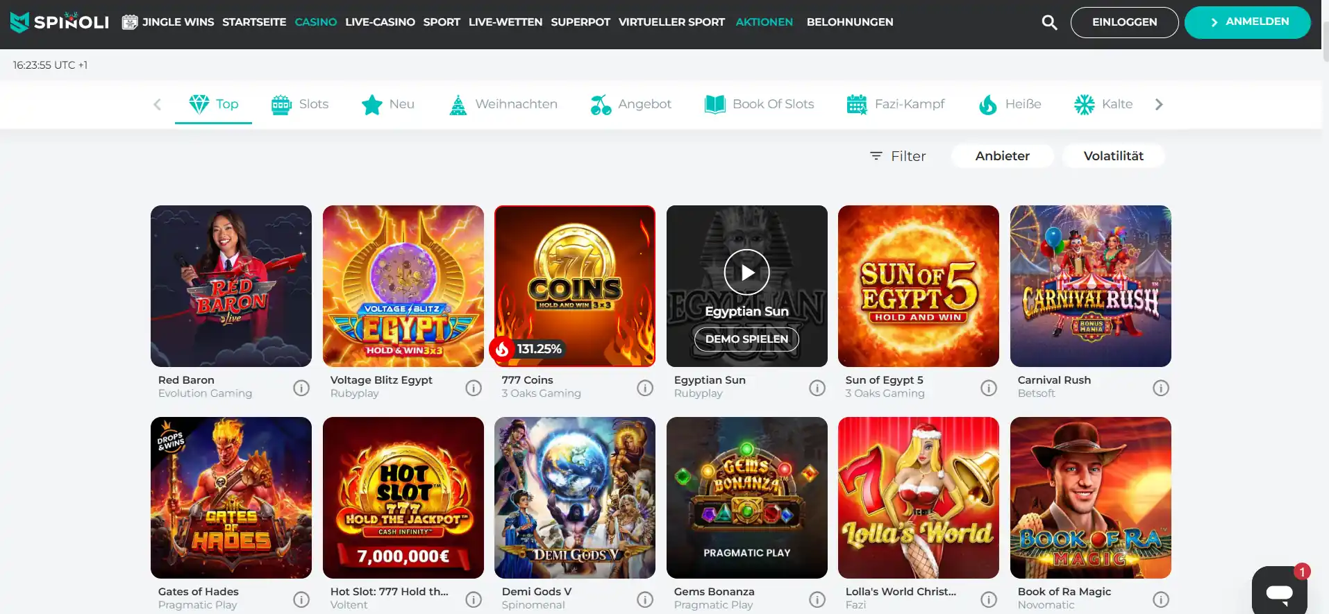 Spinoli Casino-Spiele