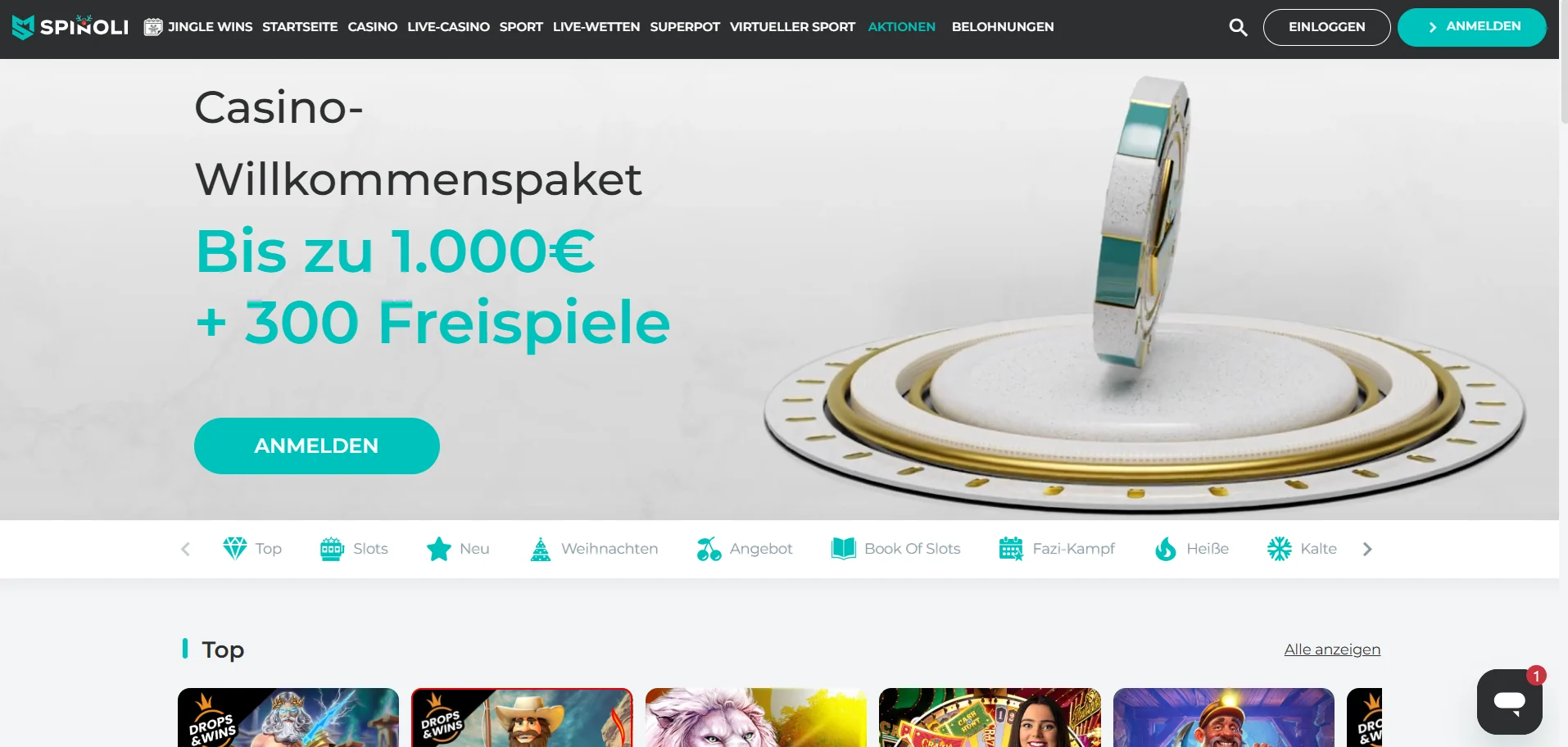 spinoli Casino-Menü